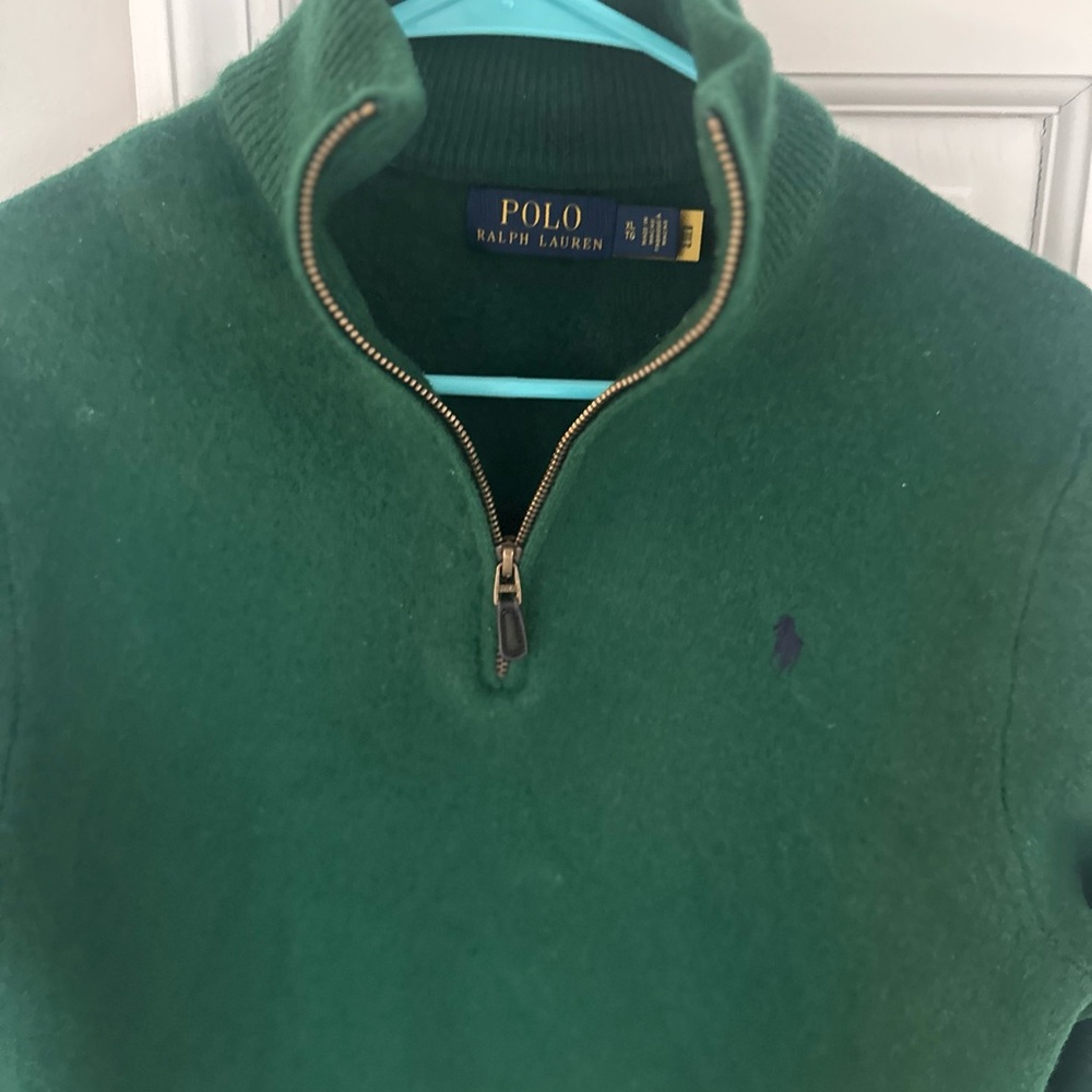 Ralph Lauren cashmere wool Forest Green Zip-Up Sweater - Picture 3 of 10